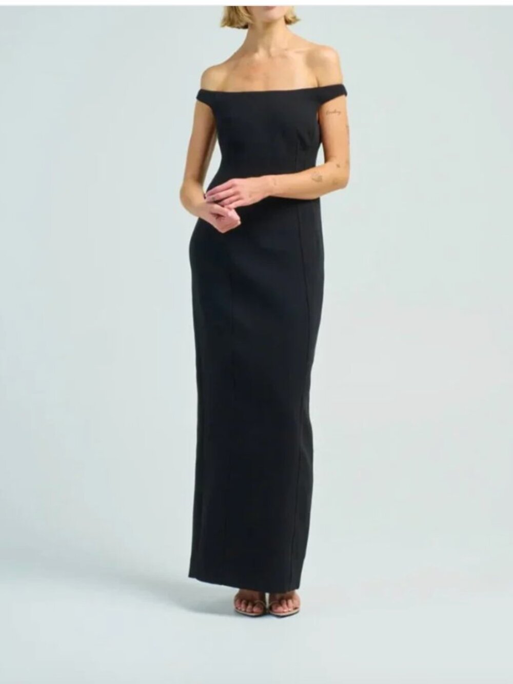 Toteme Curved Off The Shoulder Maxi Dress Black 34 NWT $1200 - Picture 1 of 8